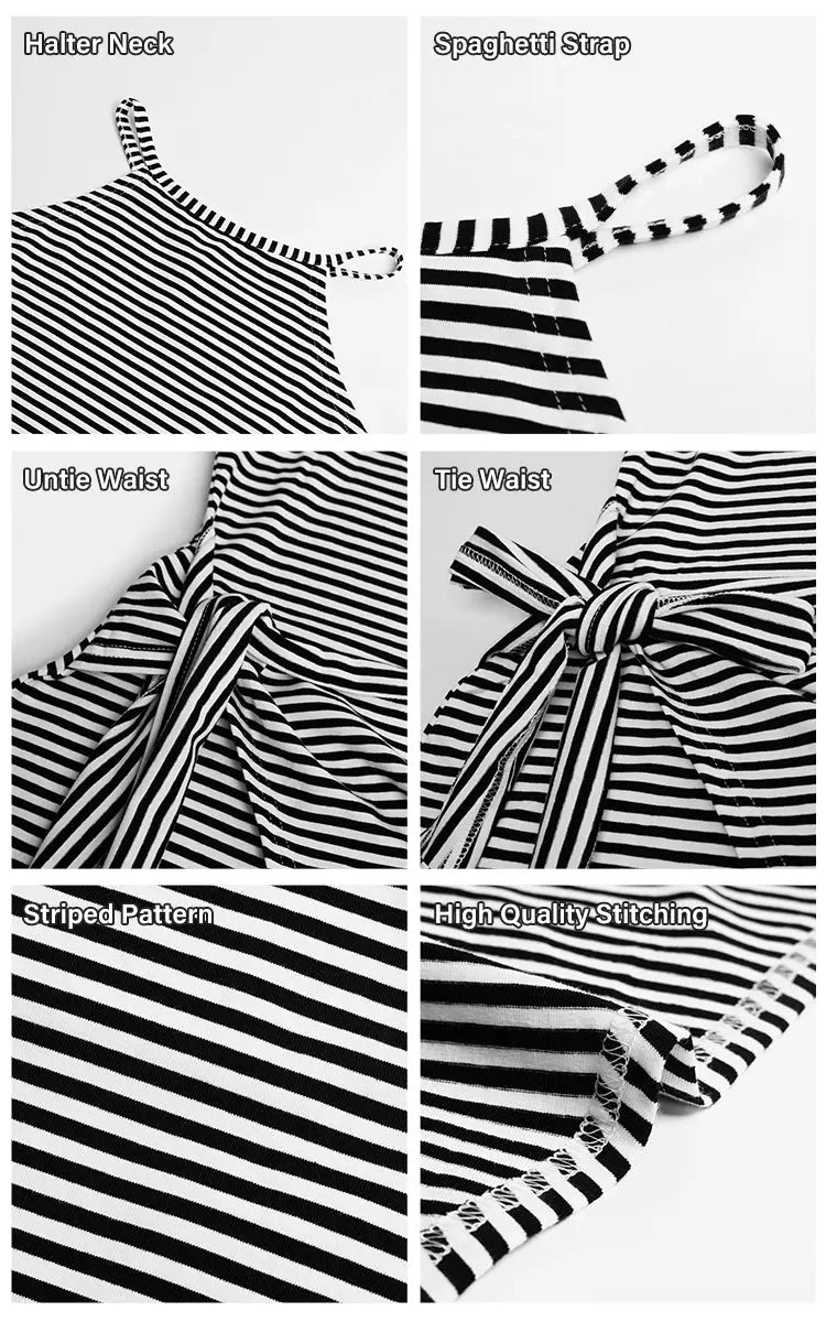 Chloe - Women's Striped Halter Neck T-Shirt Dress - photo 8