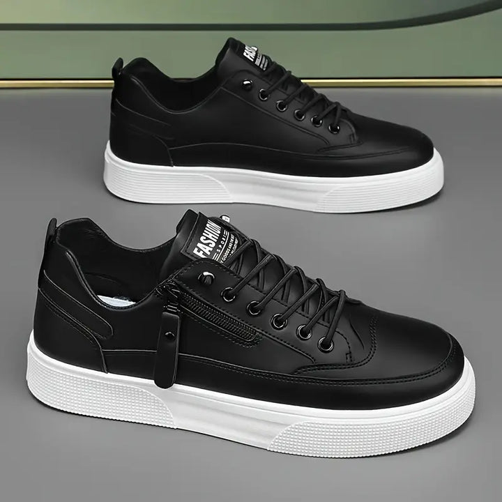 Stylish Leather Men’s Trainers with Side Zip