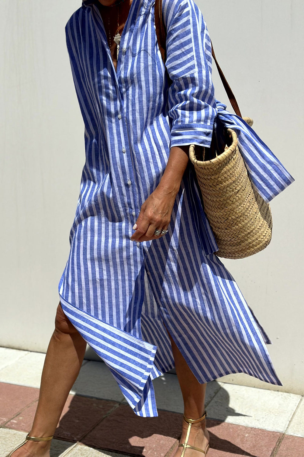 Stylish Striped Shirt Dress - Comfortable and Versatile