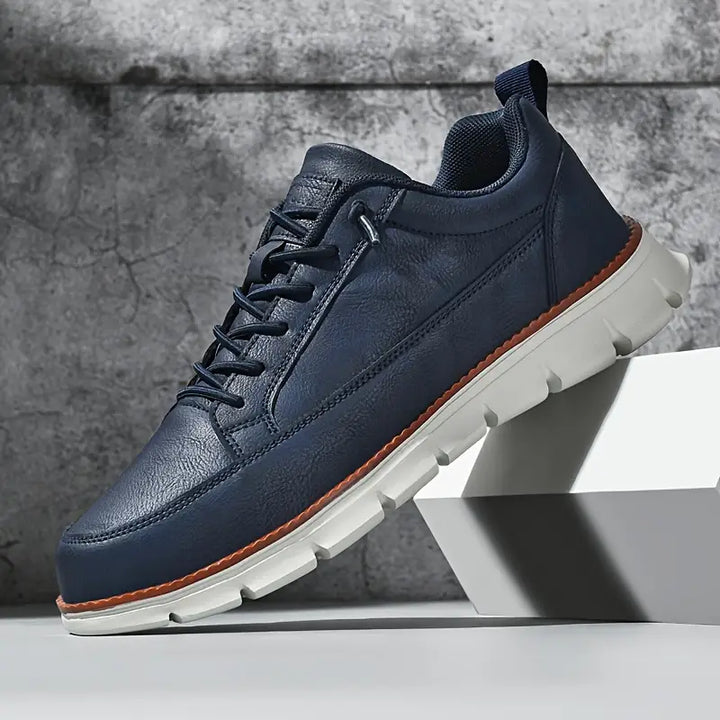 Men's Leather Trainers with Cushioned Sole