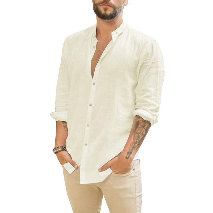 Chemise Homme Décontractée à Col Mao