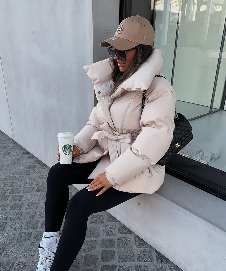 Women's Quilted Coat with a High Neck and a Zip