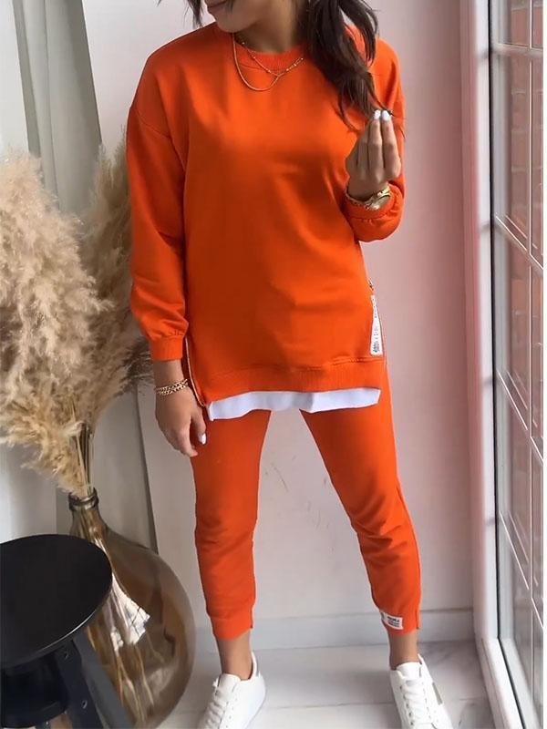 Women's Sweatshirt Long Sleeve Two-Piece Set – Orange