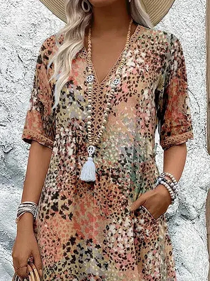 Vibrant Knee-Length Midi Dress with Chic Elegance