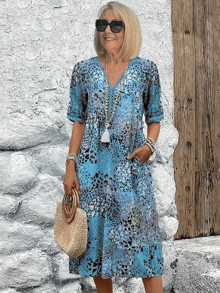 Stella | Effortless Boho Red Sundress for Women in Casual Abstract Style