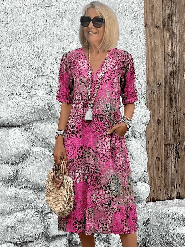 Stella | Effortless Boho Red Sundress for Women in Casual Abstract Style