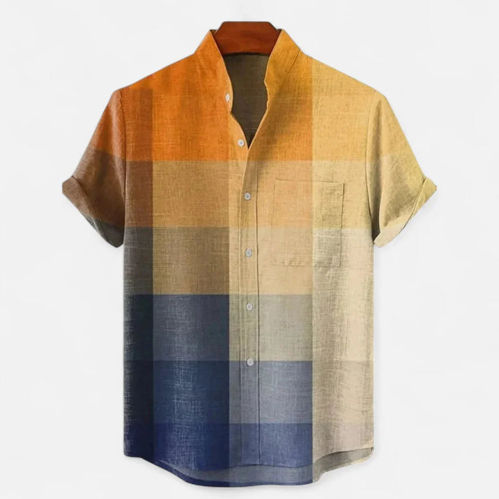 Men’s Premium Linen Artistic Print Short Sleeve Shirt