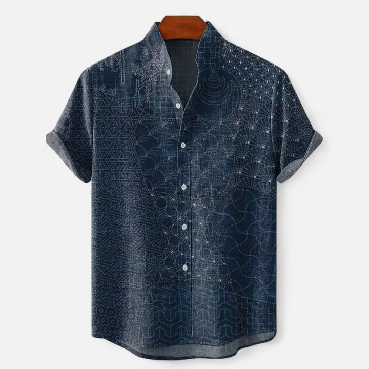 Men’s Premium Linen Artistic Print Short Sleeve Shirt