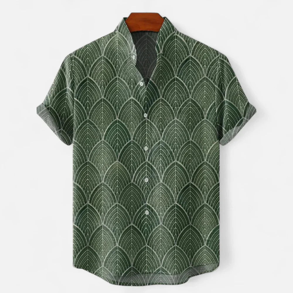Men’s Premium Linen Artistic Print Short Sleeve Shirt
