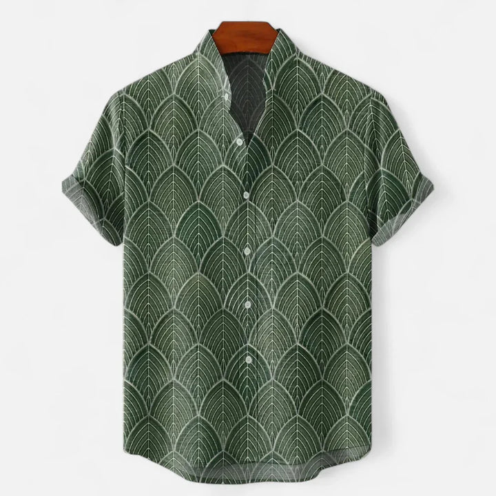 Men’s Premium Linen Artistic Print Short Sleeve Shirt