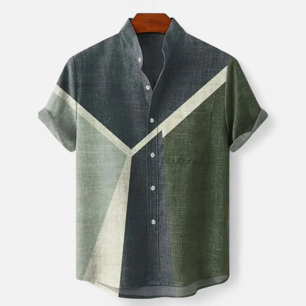 Men’s Premium Linen Artistic Print Short Sleeve Shirt