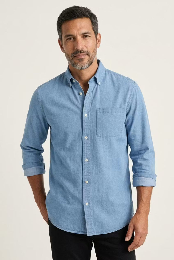 Men's Chambray Shirt with Relaxed Fit