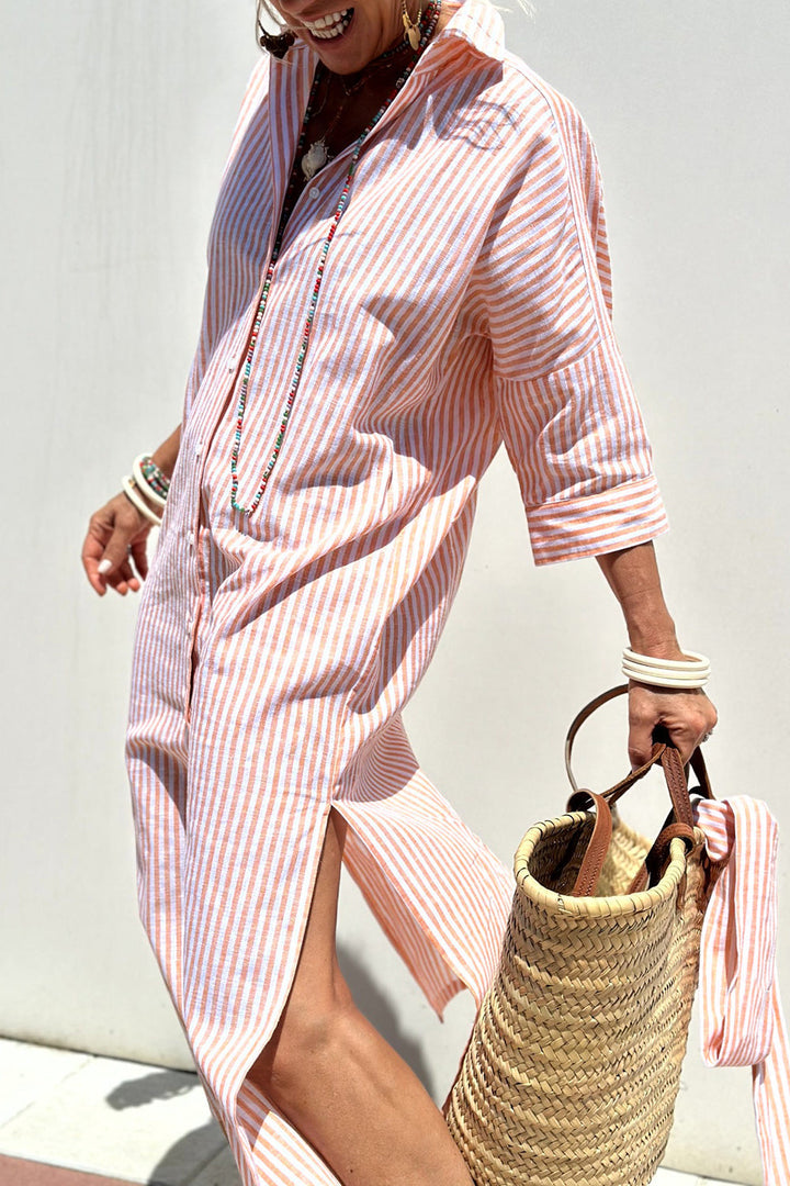 Stylish Striped Shirt Dress - Comfortable and Versatile