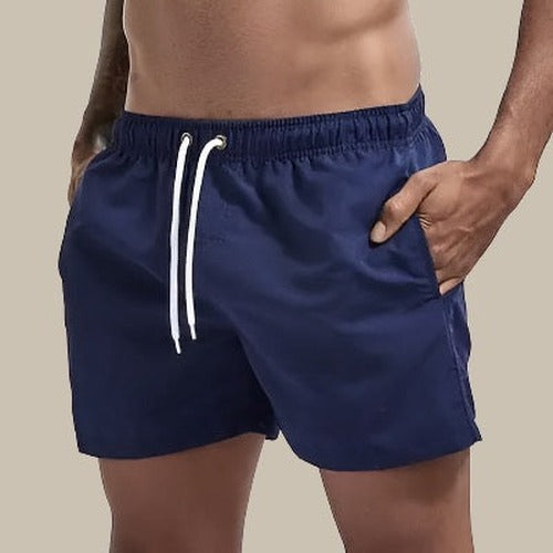 Men's Elastic Waist Swim Shorts with Side Pockets - photo 10