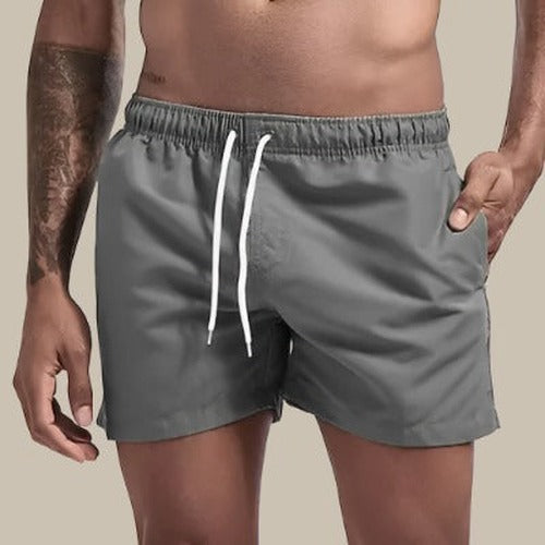 Men's Elastic Waist Swim Shorts with Side Pockets - photo 12
