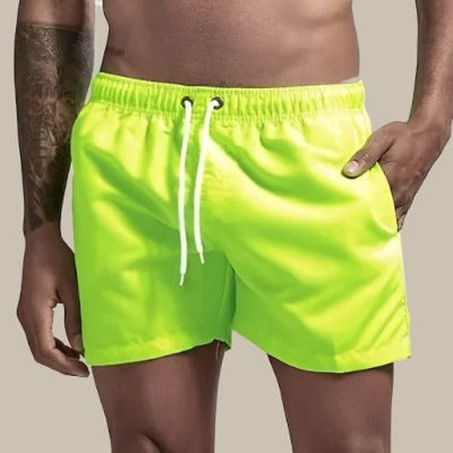 Men's Elastic Waist Swim Shorts with Side Pockets - photo 2