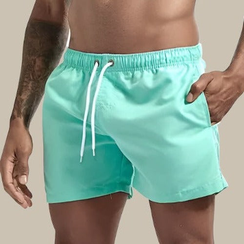Men's Elastic Waist Swim Shorts with Side Pockets - photo 6