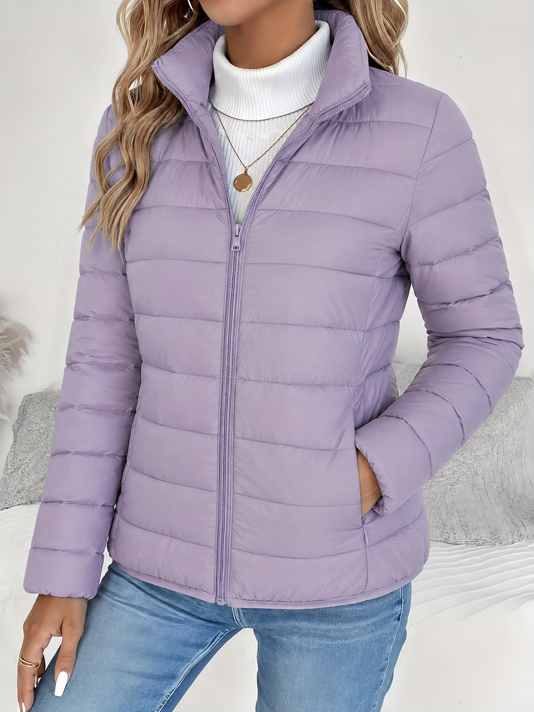 Eleana - Women's Quilted Jacket - Lilac