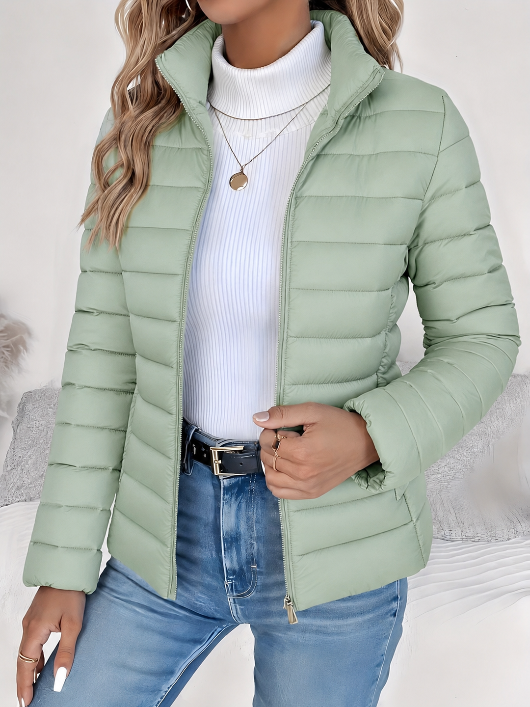 Eleana - Women's Quilted Jacket - Sage Green