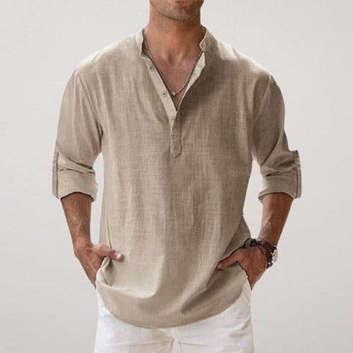 Elijah | Men's Relaxed-Fit Linen Blend Long-Sleeve Shirt - photo 1