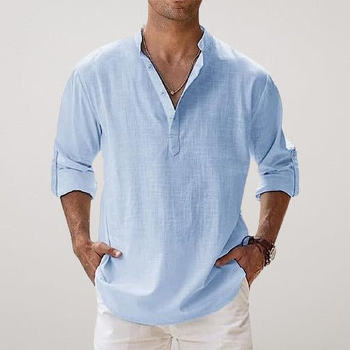 Elijah | Men's Relaxed-Fit Linen Blend Long-Sleeve Shirt - photo 2