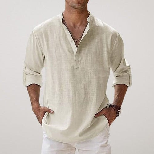 Elijah | Men's Relaxed-Fit Linen Blend Long-Sleeve Shirt - photo 4