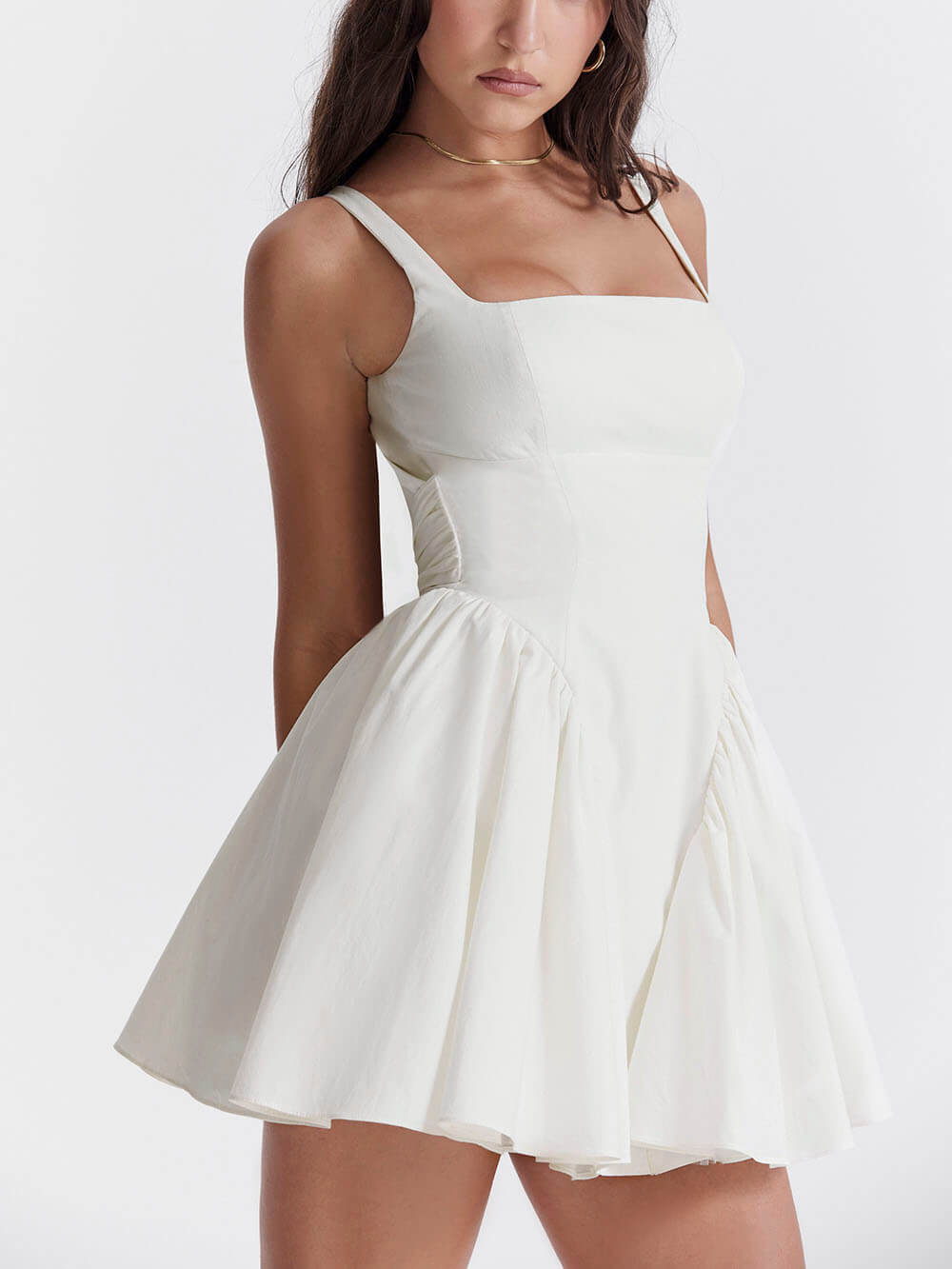 Elsa - Women's Backless Mini Dress with Bow and Flared Skirt - photo 2
