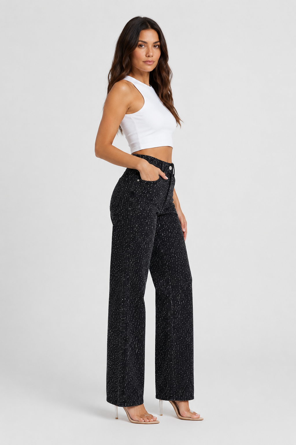 Women's Jamie Wide Leg Sparkle Jeans