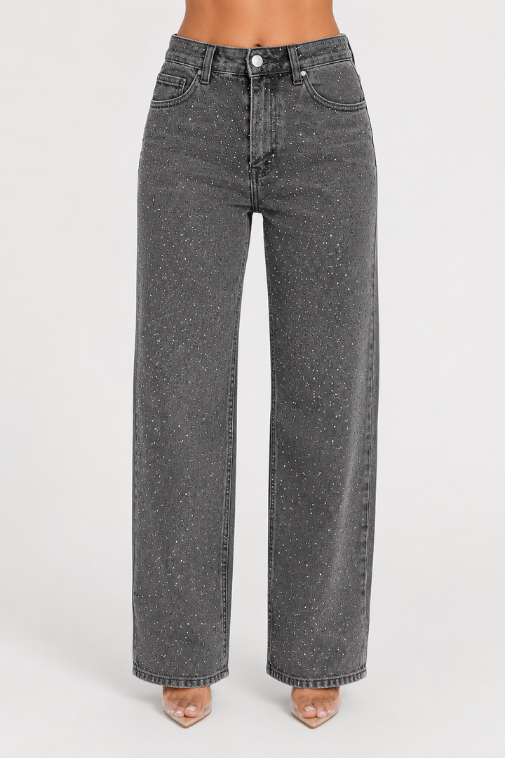 Women's Jamie Wide Leg Sparkle Jeans - Grey