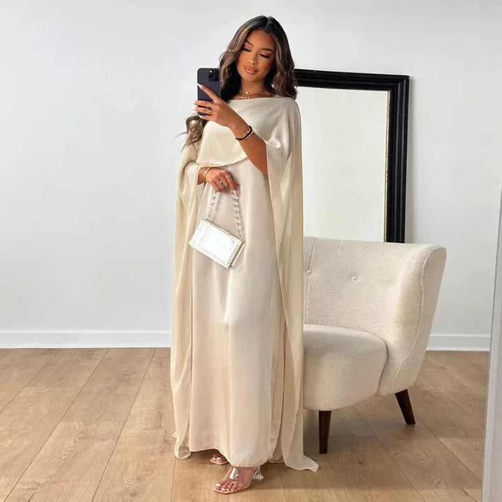 Chic Women's Maxi Cape Dress for Elegant Evening Wear