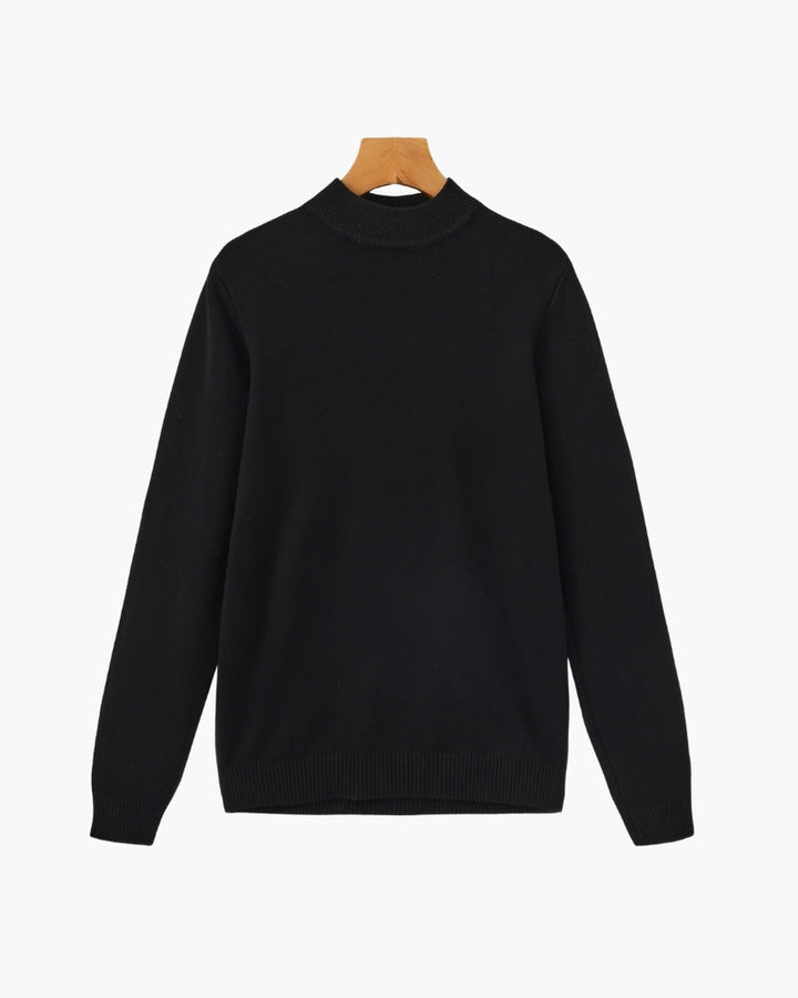 Men's Ribbed Mock Neck Sweater - Black