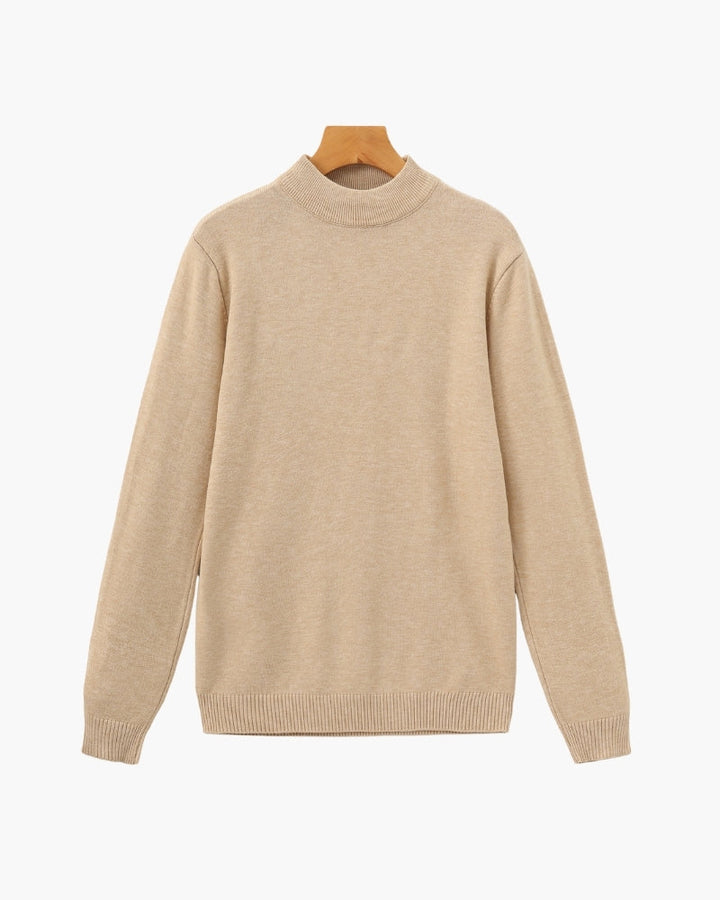 Men's Ribbed Mock Neck Sweater - Beige