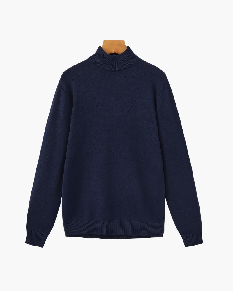 Men's Ribbed Mock Neck Sweater - Marine Blue