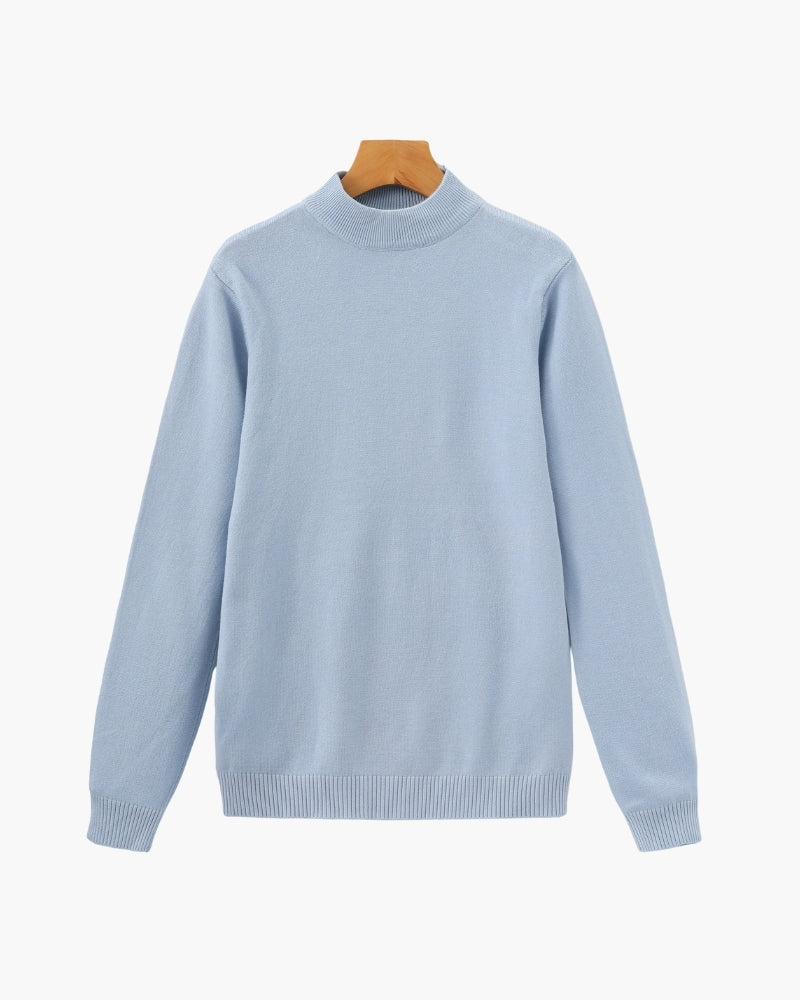 Men's Ribbed Mock Neck Sweater - Sky Blue
