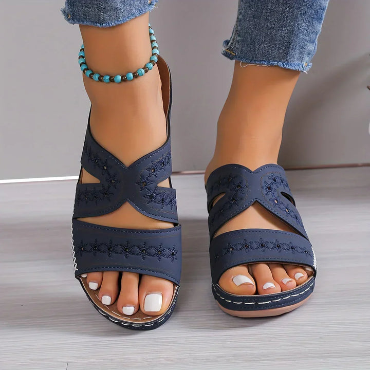 Estelle - Women's Wedge Heel Sandals with Cut Out Design - photo 3