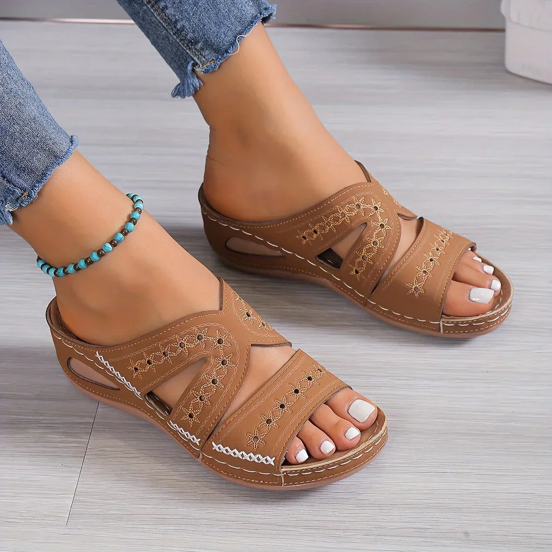 Estelle - Women's Wedge Heel Sandals with Cut Out Design - photo 4