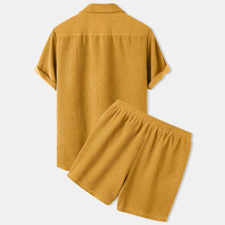 Ethan - Men's Velvet Short Sleeve Shirt and Shorts Set - photo 2
