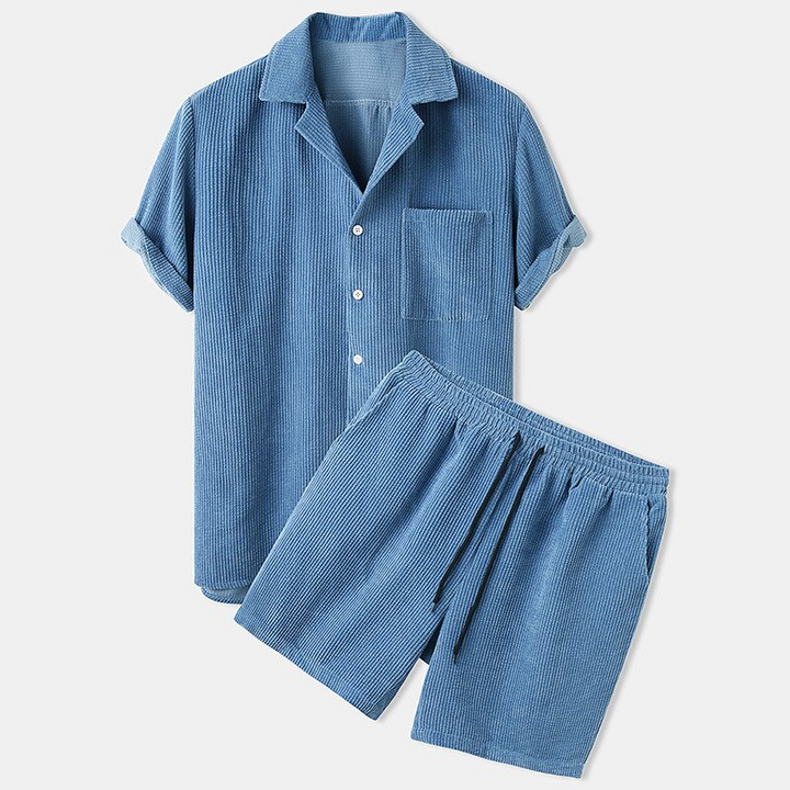 Ethan - Men's Velvet Short Sleeve Shirt and Shorts Set - photo 3