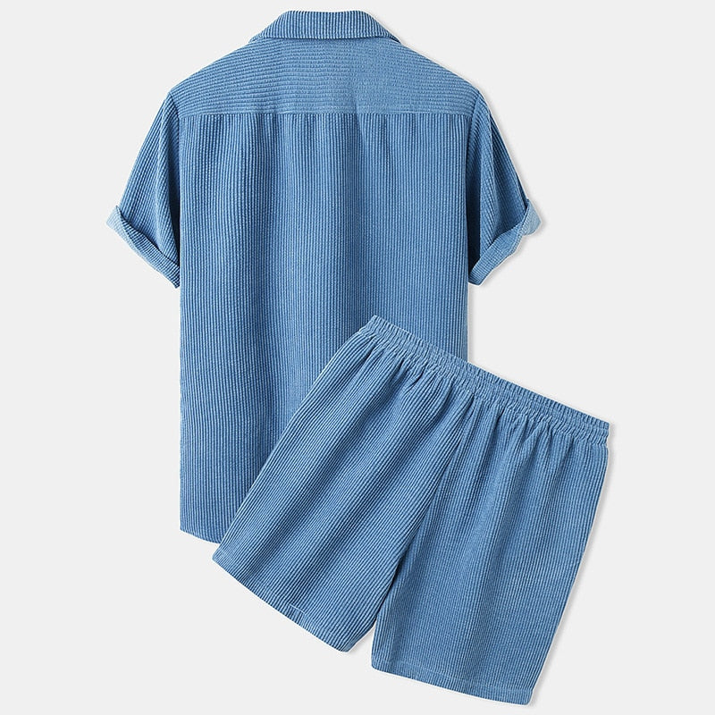 Ethan - Men's Velvet Short Sleeve Shirt and Shorts Set - photo 4