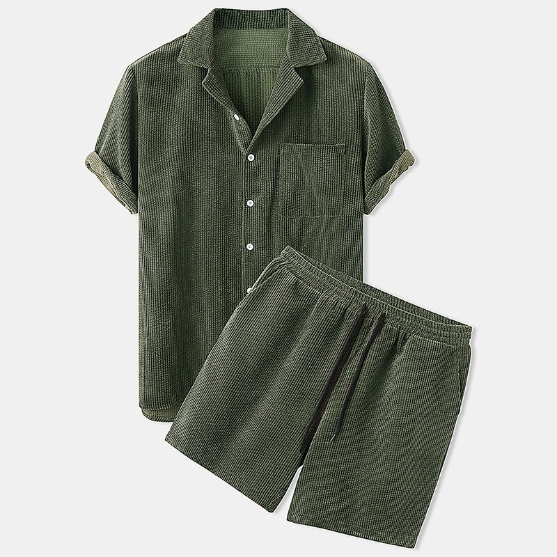 Ethan - Men's Velvet Short Sleeve Shirt and Shorts Set - photo 5