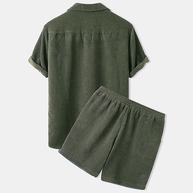 Ethan - Men's Velvet Short Sleeve Shirt and Shorts Set - photo 6