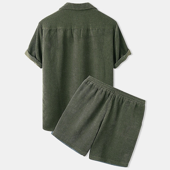 Ethan - Men's Velvet Short Sleeve Shirt and Shorts Set - photo 6