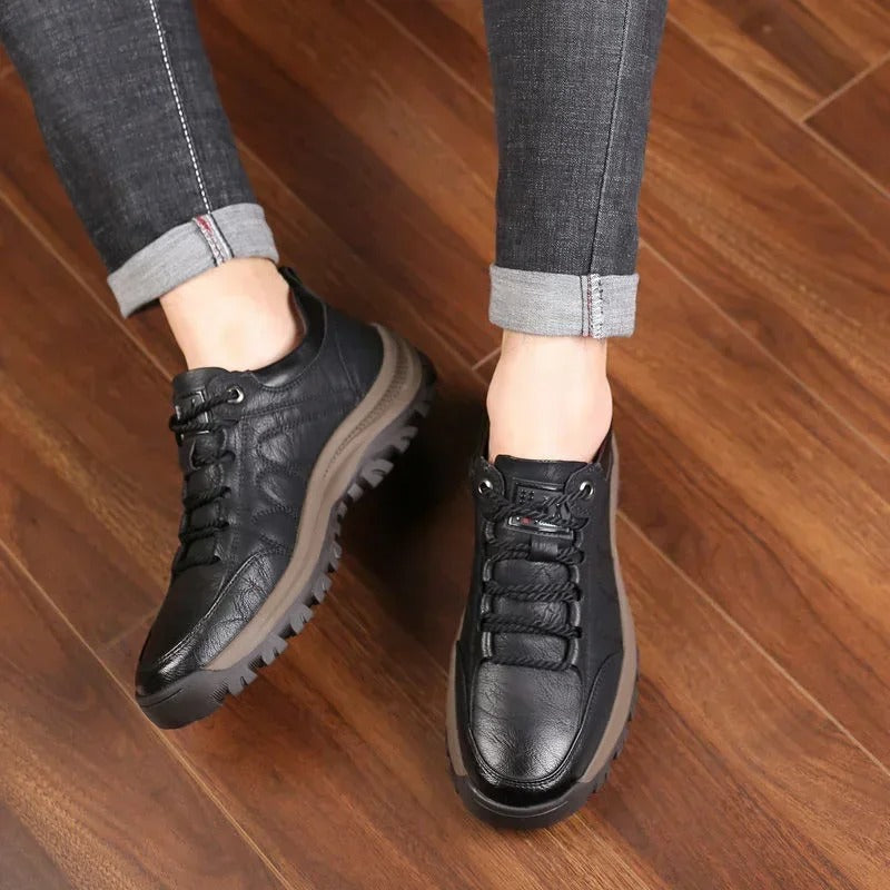 Men's Leather Lace-Up Shoes with Grip Sole