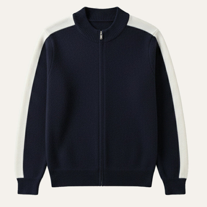Men's Cashmere Jumper with Zip Front and Relaxed Fit