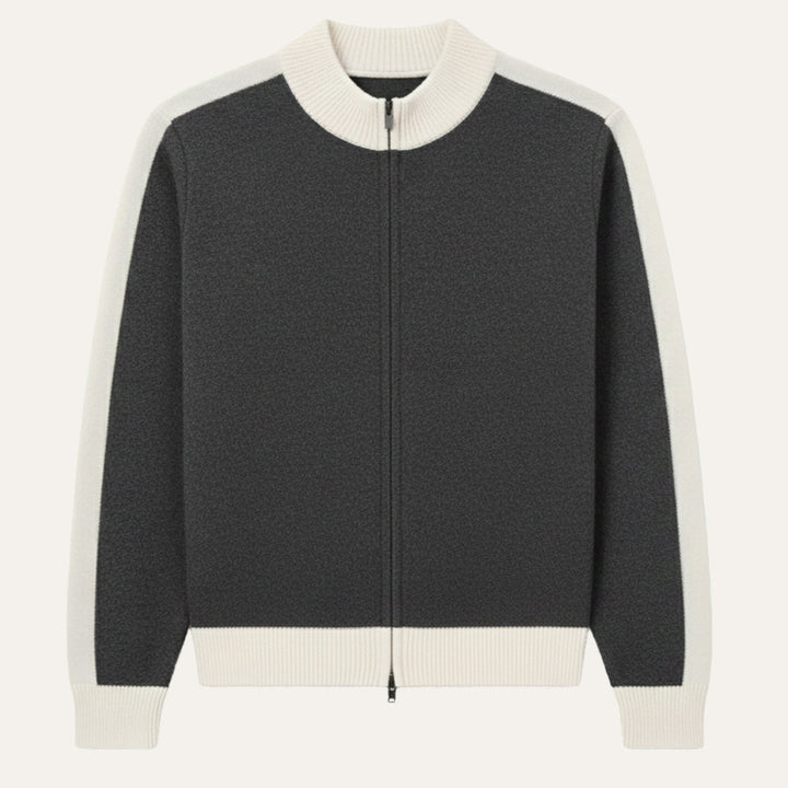 Men's Cashmere Jumper with Zip Front and Relaxed Fit