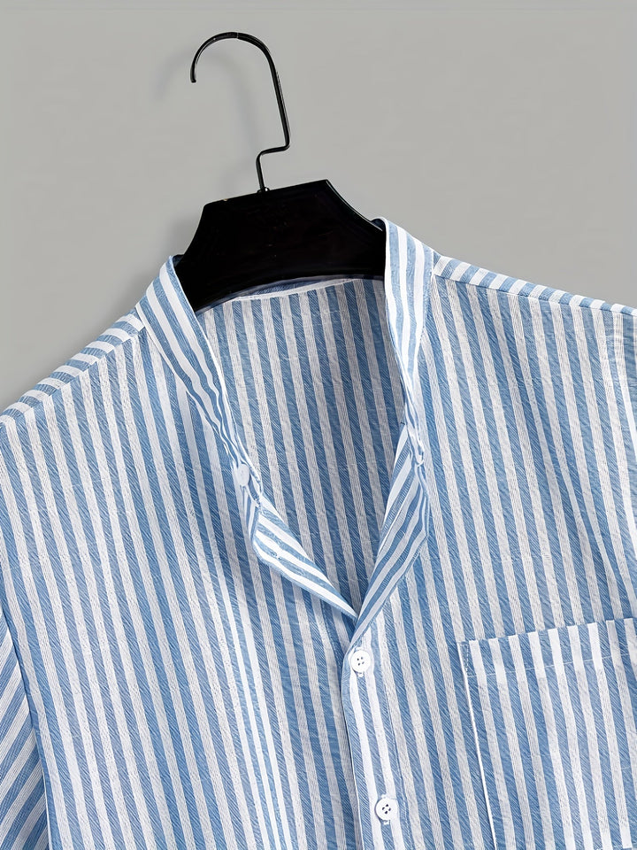 Men's Short-Sleeve Shirt with Stripes – Casual Summer Style for Everyday and Leisure