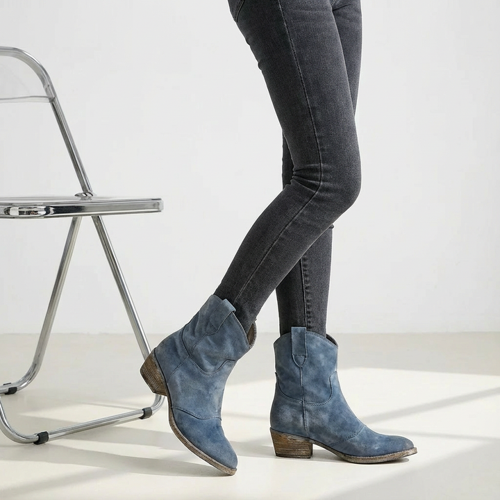 Stylish Women’s Western Ankle Boots with Block Heel