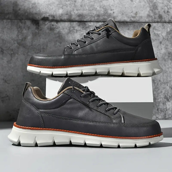 Men's Leather Trainers with Cushioned Sole