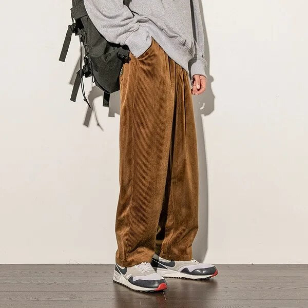 Men's Relaxed Wide-Leg Corduroy Pants
