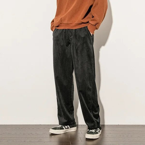Men's Relaxed Wide-Leg Corduroy Pants